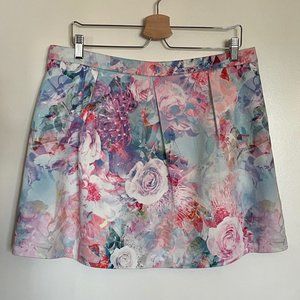 Ever New pastel floral pleated cotton miniskirt